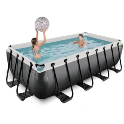 EXIT TOYS EXIT Black Leather Zwembad 400x200x100cm Met Filterpomp - Zwart -Buitenspeelgoed Winkel exit black leather zwembad 400x200x100cm met filterpomp zwart a337680 4