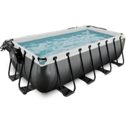 EXIT TOYS EXIT Black Leather Zwembad 400x200x100cm Met Sand Filterpomp En Deksel En Warmtepomp - Zwart -Buitenspeelgoed Winkel exit black leather zwembad 400x200x100cm met sand filterpomp en deksel en warmtepomp zwart a337755 2