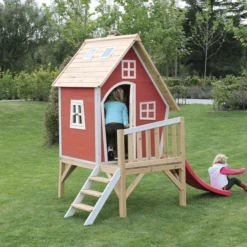 EXIT TOYS EXIT Fantasia 300 Houten Speelhuis - Rood -Buitenspeelgoed Winkel exit fantasia 300 houten speelhuis rood a248291 4