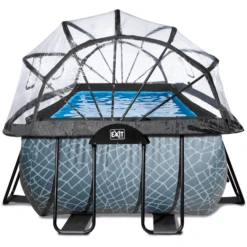 EXIT TOYS EXIT Frame Pool 4x2x1,22m (12v Sand Filter) - Grijs + Zonnedak -Buitenspeelgoed Winkel exit frame pool 4x2x1 22m 12v sand filter grijs zonnedak a305964 3