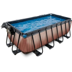EXIT TOYS EXIT Frame Pool 4x2x1,22m (12v Sand Filter)- Houtoptiek + Zonnedak -Buitenspeelgoed Winkel exit frame pool 4x2x1 22m 12v sand filter houtoptiek zonnedak a305965 2