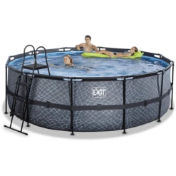 EXIT TOYS EXIT Frame Pool ø427x122cm (12v Sand Filter) - Grijs -Buitenspeelgoed Winkel exit frame pool o427x122cm 12v sand filter grijs a305802 4