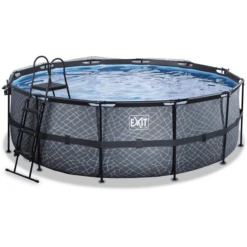 EXIT TOYS EXIT Frame Pool ø427x122cm (12v Sand Filter) - Grijs + Zonnedak + Warmtepomp -Buitenspeelgoed Winkel exit frame pool o427x122cm 12v sand filter grijs zonnedak warmtepomp a305966 2