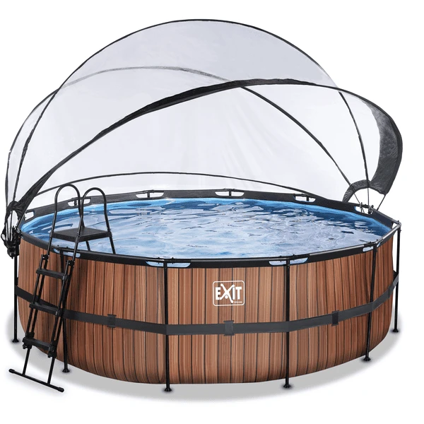 EXIT TOYS EXIT Frame Pool ø427x122cm (12v Sand Filter) - Houtoptiek + Zonnedak + Warmtepom 4 EXIT TOYS EXIT Frame Pool ø427x122cm (12v Sand Filter) - Houtoptiek + Zonnedak + Warmtepom - Afbeelding 2