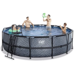 EXIT TOYS EXIT Frame Pool ø488x122cm (12v Filterpomp) - Grijs -Buitenspeelgoed Winkel exit frame pool o488x122cm 12v filterpomp grijs a305806 4