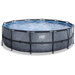 EXIT TOYS EXIT Frame Pool ø488x122cm (12v Sand Filter) - Grijs -Buitenspeelgoed Winkel exit frame pool o488x122cm 12v sand filter grijs a305808 1
