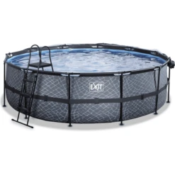 EXIT TOYS EXIT Frame Pool ø488x122cm(12v Sand Filter) - Grijs + Zonnedak -Buitenspeelgoed Winkel exit frame pool o488x122cm 12v sand filter grijs zonnedak a305962 2