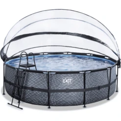 EXIT TOYS EXIT Frame Pool ø488x122cm (12v Sand Filter) - Grijs + Zonnedak + Warmtepomp -Buitenspeelgoed Winkel exit frame pool o488x122cm 12v sand filter grijs zonnedak warmtepomp a305968 1
