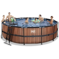EXIT TOYS EXIT Frame Pool ø488x122cm (12v Sand Filter) - Houtlook -Buitenspeelgoed Winkel exit frame pool o488x122cm 12v sand filter houtlook a305807 4