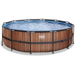 EXIT TOYS EXIT Frame Pool ø488x122cm (12v Sand Filter) - Houtlook -Buitenspeelgoed Winkel exit frame pool o488x122cm 12v sand filter houtlook a305955 1