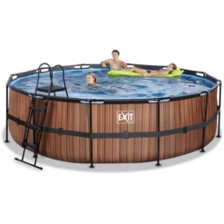 EXIT TOYS EXIT Frame Pool ø488x122cm (12v Sand Filter) - Houtlook -Buitenspeelgoed Winkel exit frame pool o488x122cm 12v sand filter houtlook a305955 4
