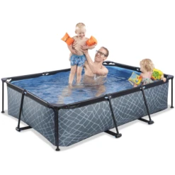 EXIT TOYS EXIT Frame Zwembad 220x150x60cm (12v-kartonfilterpomp) - Grijs -Buitenspeelgoed Winkel exit frame zwembad 220x150x60cm 12v kartonfilterpomp grijs a305881 4