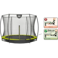 EXIT TOYS EXIT Silhouette Inground Trampoline ø244cm Met Veiligheidsnet - Groen -Buitenspeelgoed Winkel exit silhouette inground trampoline o244cm met veiligheidsnet groen a251724 1