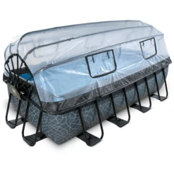 EXIT TOYS EXIT Stone Zwembad 400x200x100cm Met Afdekking, Sand Filter En Warmtepomp, Grijs -Buitenspeelgoed Winkel exit stone zwembad 400x200x100cm met afdekking sand filter en warmtepomp grijs a294603 1