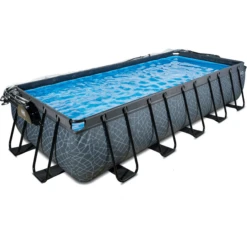 EXIT TOYS EXIT Stone Zwembad 540x250x100cm Met Afdekking, Sand Filter En Warmtepomp, Grijs -Buitenspeelgoed Winkel exit stone zwembad 540x250x100cm met afdekking sand filter en warmtepomp grijs a294605 2