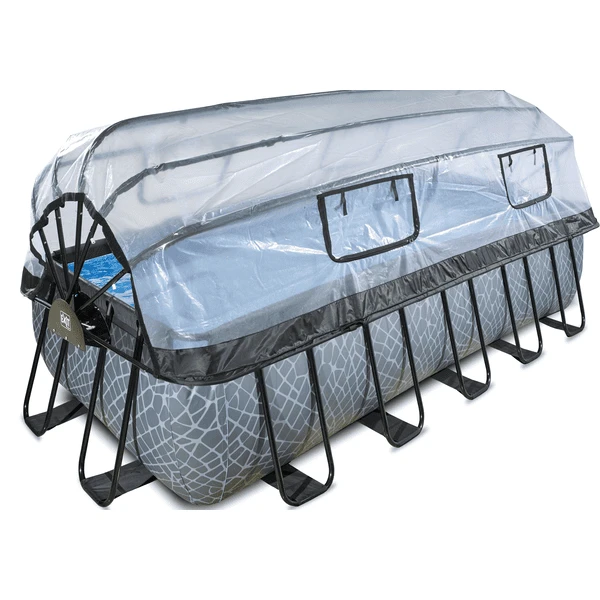 EXIT TOYS EXIT Stone Zwembad 540x250x122cm Met Afdekking En Sand Filterpomp, Grijs 4 EXIT TOYS EXIT Stone Zwembad 540x250x122cm Met Afdekking En Sand Filterpomp, Grijs - Afbeelding 2