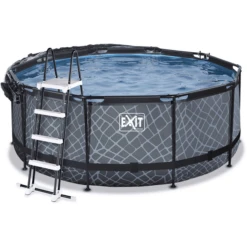 EXIT TOYS EXIT Stone Zwembad ø360x122cm Met Afdekking En Sand Filterpomp, Grijs -Buitenspeelgoed Winkel exit stone zwembad o360x122cm met afdekking en sand filterpomp grijs a294621 2
