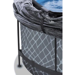 EXIT TOYS EXIT Stone Zwembad ø360x122cm Met Afdekking En Sand Filterpomp, Grijs -Buitenspeelgoed Winkel exit stone zwembad o360x122cm met afdekking en sand filterpomp grijs a294621 4