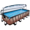 EXIT TOYS EXIT Wood Pool 540x250x100cm Met Afdekking, Sand Filter En Warmtepomp, Bruin