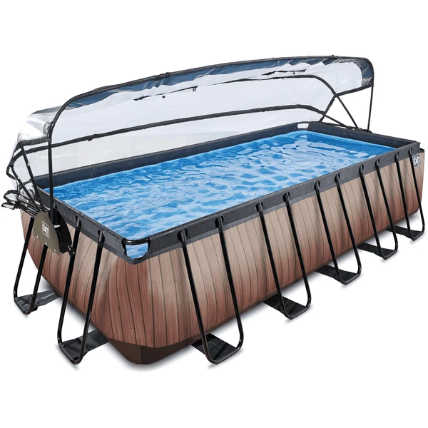 EXIT TOYS EXIT Wood Pool 540x250x122cm Met Afdekking En Sand Filterpomp, Bruin 3 EXIT TOYS EXIT Wood Pool 540x250x122cm Met Afdekking En Sand Filterpomp, Bruin