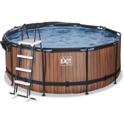 EXIT TOYS EXIT Wood Pool ø360x122cm Met Afdekking, Sand Filter- En Warmtepomp, Bruin -Buitenspeelgoed Winkel exit wood pool o360x122cm met afdekking sand filter en warmtepomp bruin a294637 2