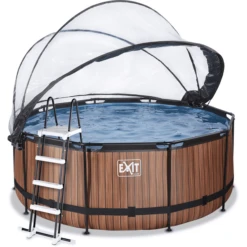 EXIT TOYS EXIT Wood Pool ø360x122cm Met Afdekking, Sand Filter- En Warmtepomp, Bruin -Buitenspeelgoed Winkel exit wood pool o360x122cm met afdekking sand filter en warmtepomp bruin a294637 4