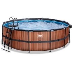 EXIT TOYS EXIT Wood Pool ø450x122cm Met Afdekking, Sand Filter En Warmtepomp, Bruin -Buitenspeelgoed Winkel exit wood pool o450x122cm met afdekking sand filter en warmtepomp bruin a294640 2