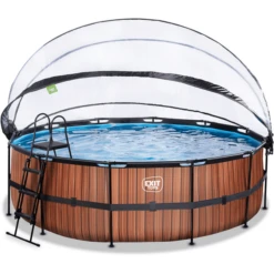 EXIT TOYS EXIT Wood Pool ø450x122cm Met Afdekking, Sand Filter En Warmtepomp, Bruin