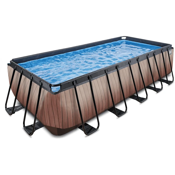 EXIT TOYS EXIT Wood Pool ø450x122cm Met Sand Filterpomp, Bruin 4 EXIT TOYS EXIT Wood Pool ø450x122cm Met Sand Filterpomp, Bruin - Afbeelding 2