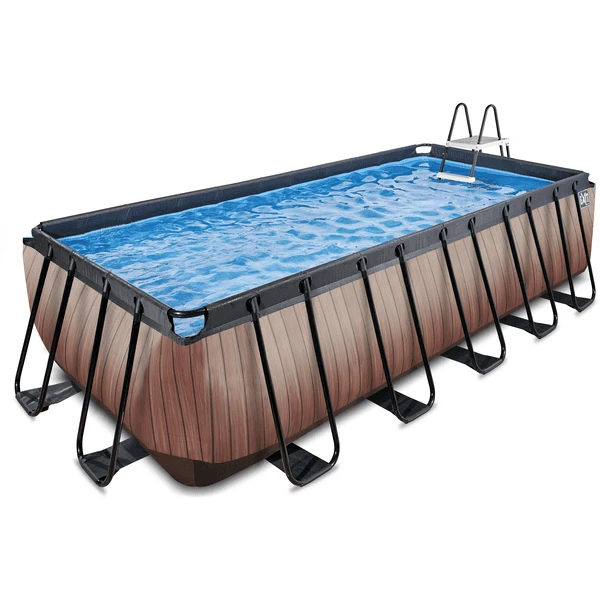EXIT TOYS EXIT Wood Pool ø450x122cm Met Sand Filterpomp, Bruin 3 EXIT TOYS EXIT Wood Pool ø450x122cm Met Sand Filterpomp, Bruin