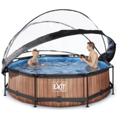 EXIT TOYS EXIT Wood Zwembad ø300x76cm Met Overkapping En Filterpomp - Bruin -Buitenspeelgoed Winkel exit wood zwembad o300x76cm met overkapping en filterpomp bruin a269440 4