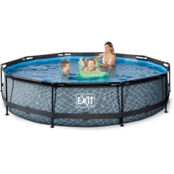 EXIT TOYS EXIT-zwembad Stone ø 360 X 76 Cm Met Filterpomp - Grijs -Buitenspeelgoed Winkel exit zwembad stone o 360 x 76 cm met filterpomp grijs a294977 3