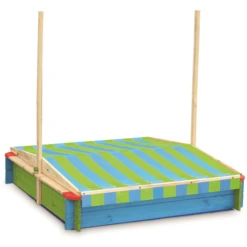 John® Zandbak Gekleurd Met Dak Groen/blauw -Buitenspeelgoed Winkel john zandbak gekleurd met dak groen blauw a317710 2