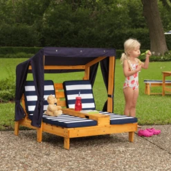 Kidkraft® Tweepersoons Kinderligstoel Met Bekerhouders, Blauw/wit -Buitenspeelgoed Winkel kidkraft tweepersoons kinderligstoel met bekerhouders blauw wit a217927 4