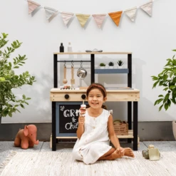 MUDDY BUDDY Speelkeuken Voor Buiten "Grill &Chill" Naturel-zwart -Buitenspeelgoed Winkel muddy buddy speelkeuken voor buiten grill chill naturel zwart a412735 2