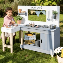 MUDDY BUDDY Speelkeuken Voor Buiten "Mud Café" Wit-wolkgrijs -Buitenspeelgoed Winkel muddy buddy speelkeuken voor buiten mud cafe wit wolkgrijs a412715 2