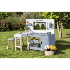 MUDDY BUDDY Speelkeuken Voor Buiten "Mud Café" Wit-wolkgrijs -Buitenspeelgoed Winkel muddy buddy speelkeuken voor buiten mud cafe wit wolkgrijs a412715 4
