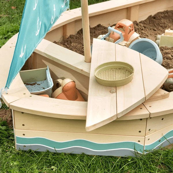 MUDDY BUDDY Zandbak "Anchor Lover" Naturel- Petrol Blauw 4 MUDDY BUDDY Zandbak "Anchor Lover" Naturel- Petrol Blauw - Afbeelding 2