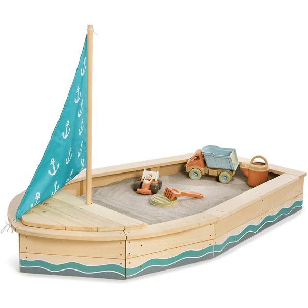 MUDDY BUDDY Zandbak "Anchor Lover" Naturel- Petrol Blauw 3 MUDDY BUDDY Zandbak "Anchor Lover" Naturel- Petrol Blauw