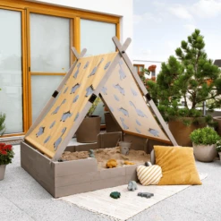 MUDDY BUDDY Zandbak Met Tent "Dino Lover" Warm Grijs -Buitenspeelgoed Winkel muddy buddy zandbak met tent dino lover warm grijs a412731 4